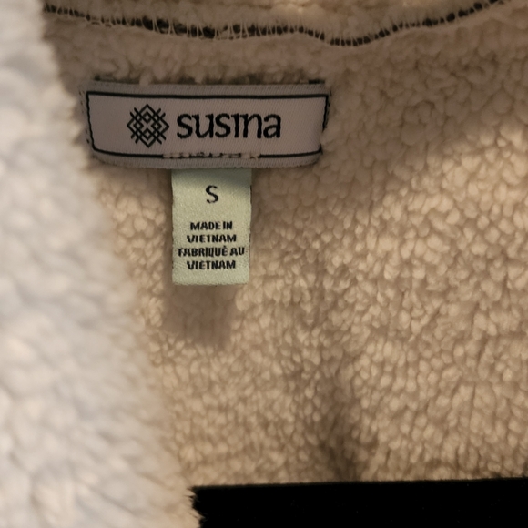 Susina Womens Olive Green Drape Sleeveless Faux Shearling & Faux Suede Vest S - Picture 3 of 6